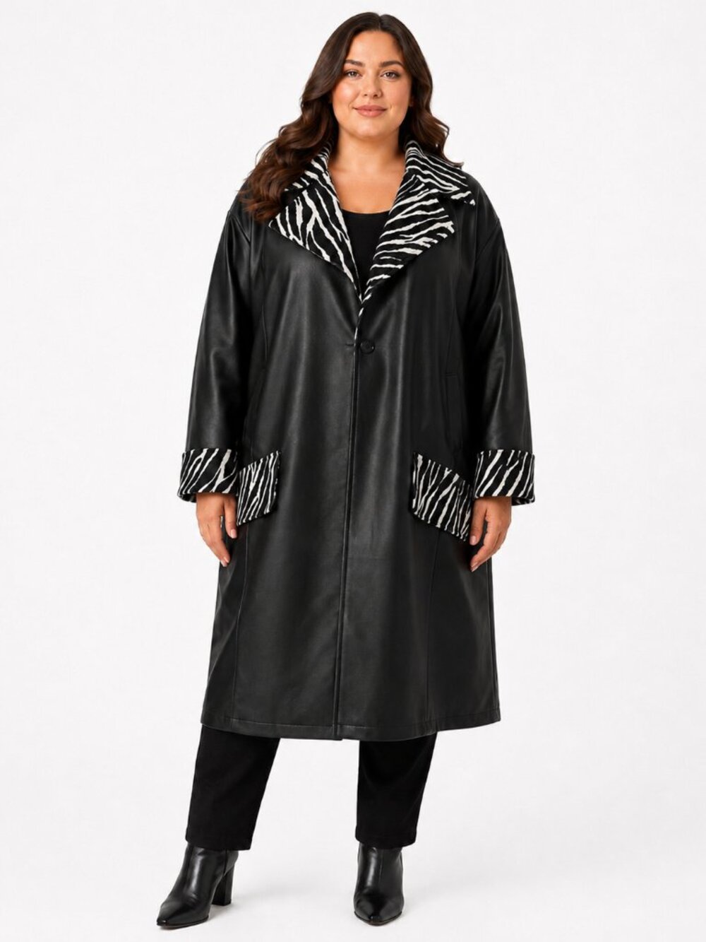 Vintage Y2K Charades Halloween Costume Black & White Zebra Print Unisex Overcoat